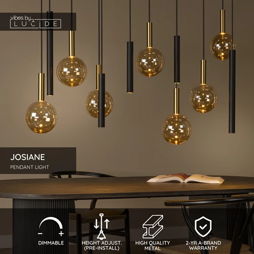 Lucide JOSIANE - Pendant light - 7xG9 - Black | Vibes - USP